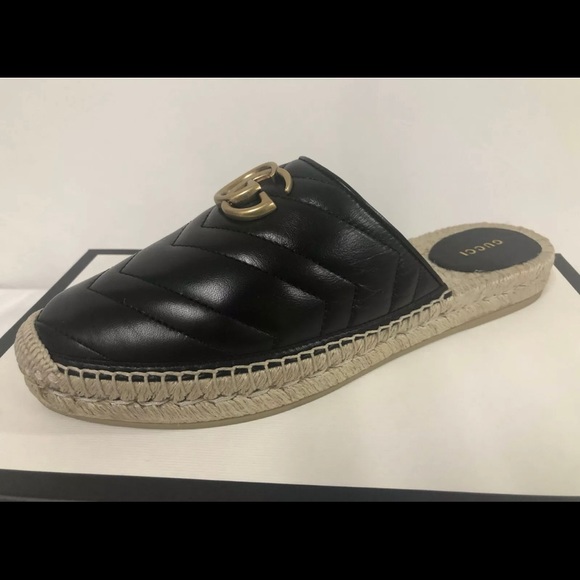 Gucci Marmont Leather GG Espadrille Mules Sz 36.5 EU - Picture 11 of 15